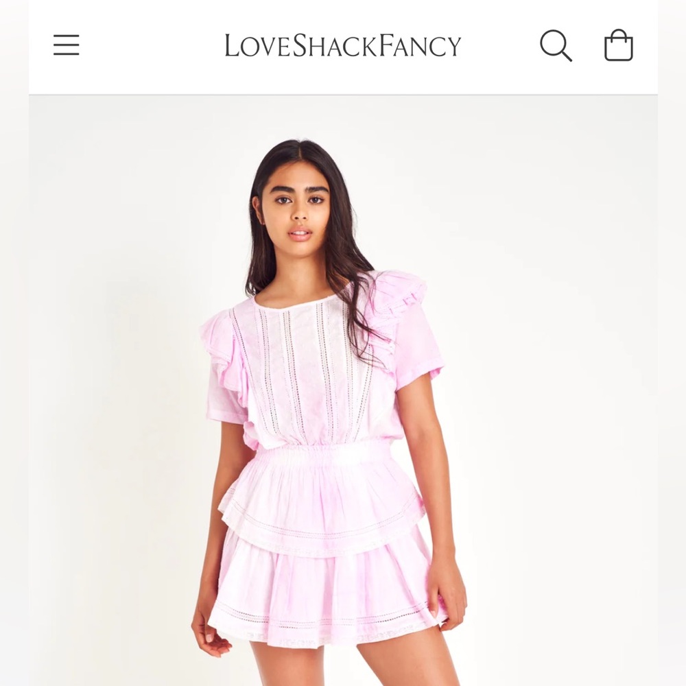 Loveshack fancy Natasha pink dress- M